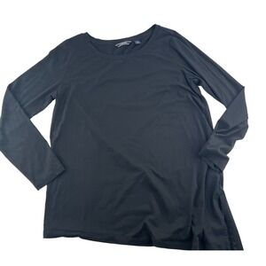 Lands' End Women's size Large Long Sleeve Knit Black Asymetrical Hem Tunic